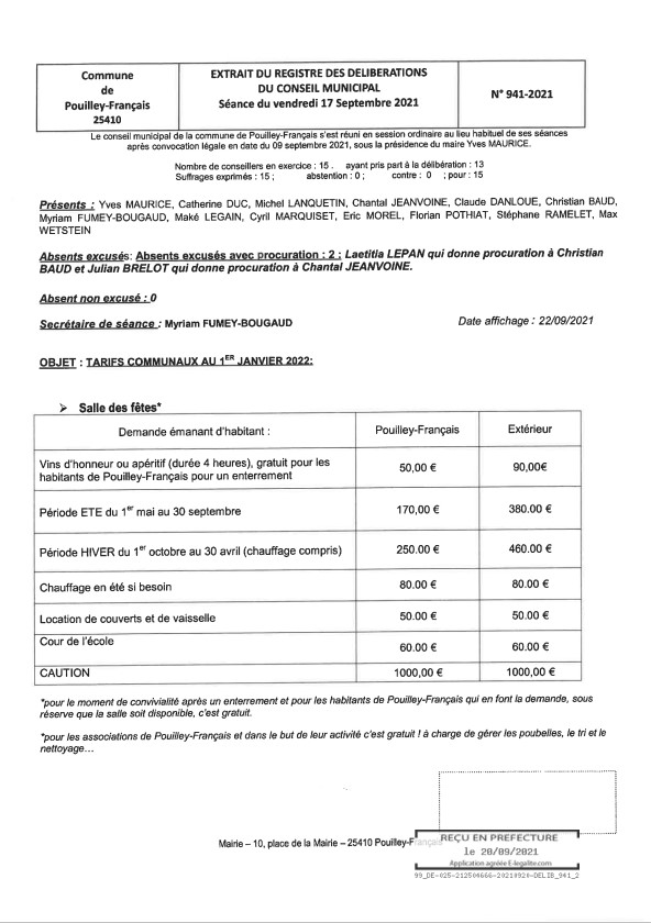 reservation de la salle des fêtes